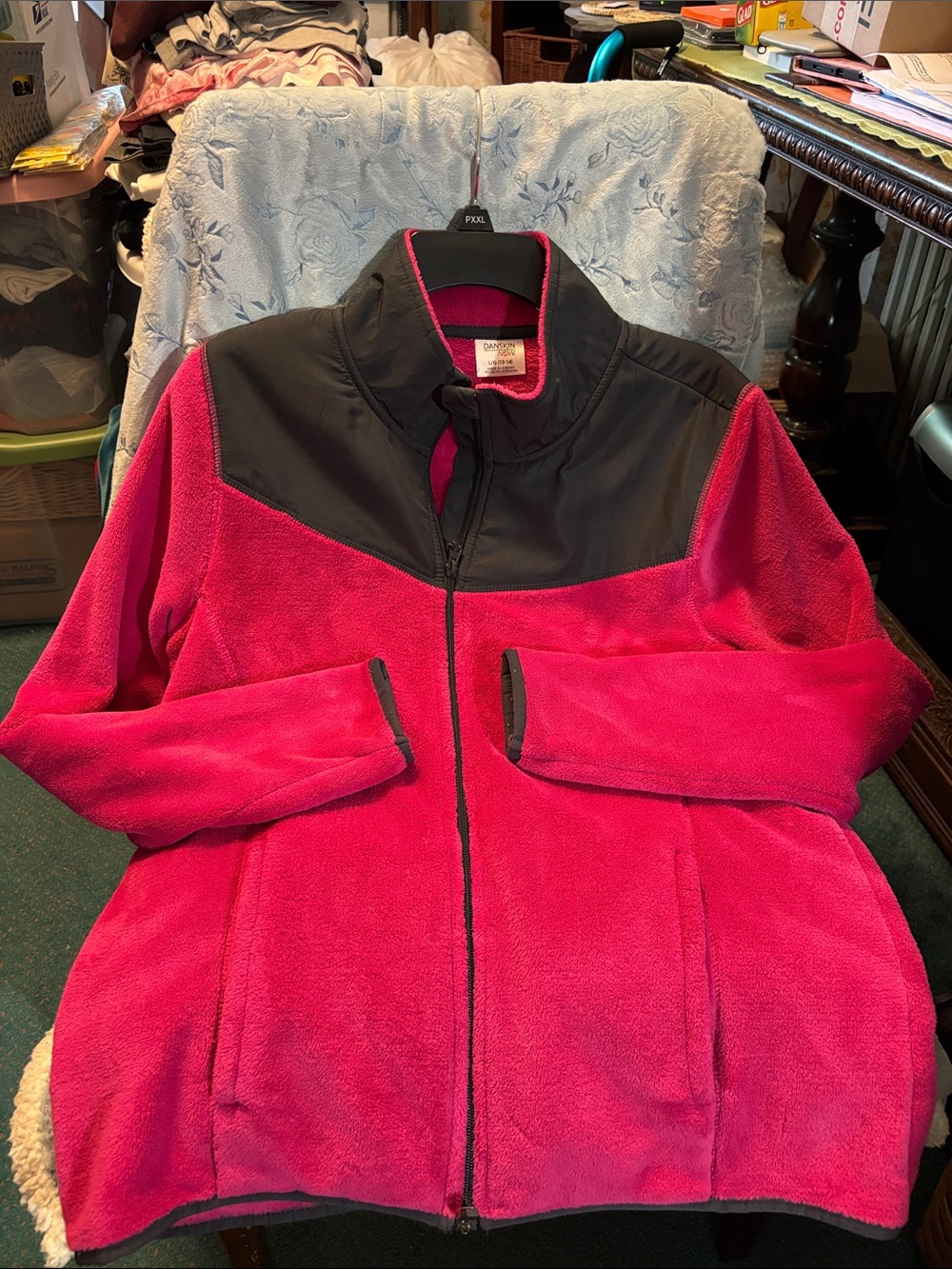 Danskin Women’s  Pink Fleece Jacket with Black Yoke